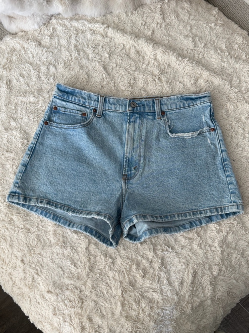 Abercrombie & Fitch Light Blue Denim High-Rise Mom Shorts